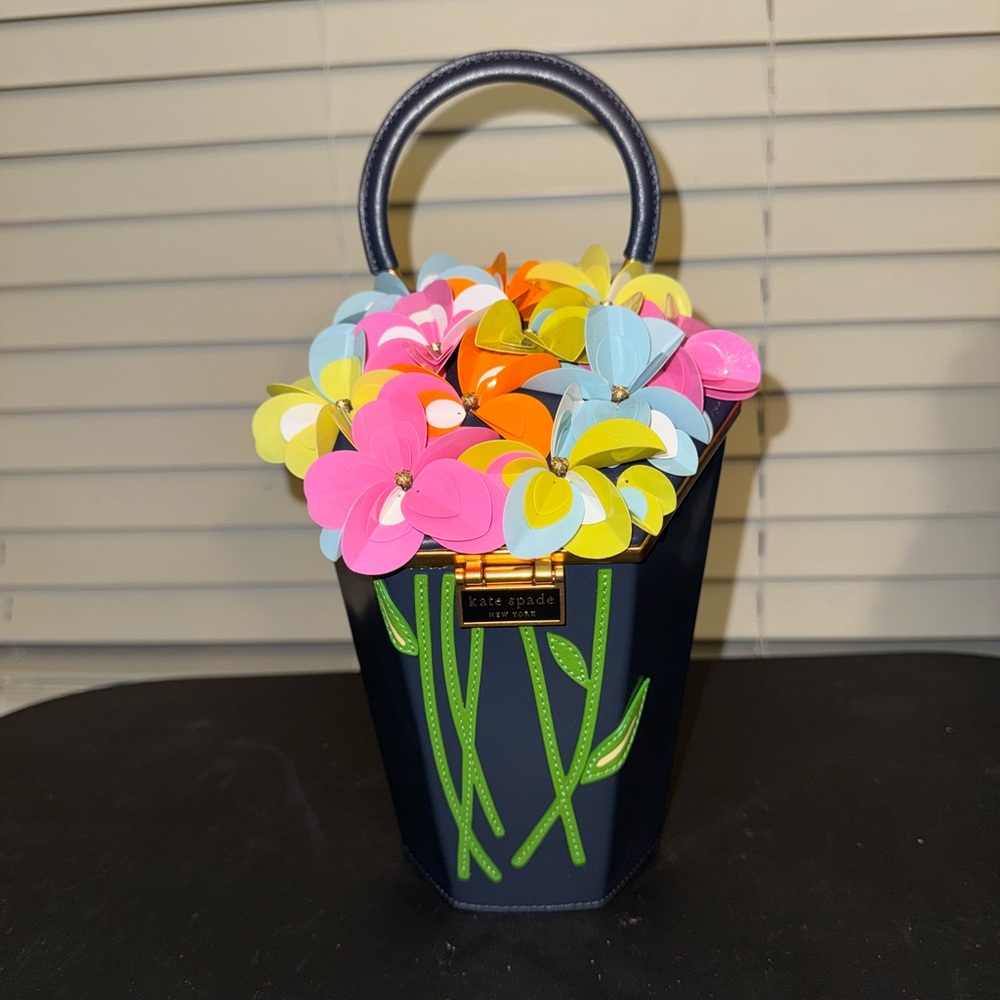 Kate Spade Blue Floral Bucket Bag